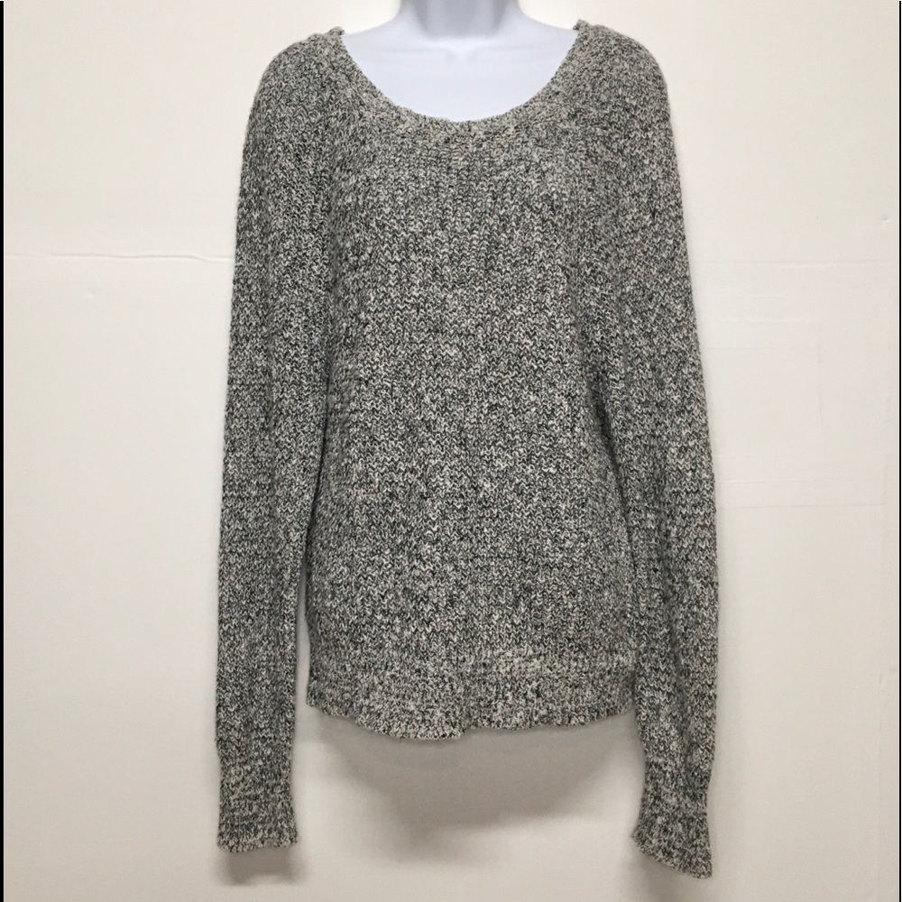 Free People Black & White Marbled Sweater